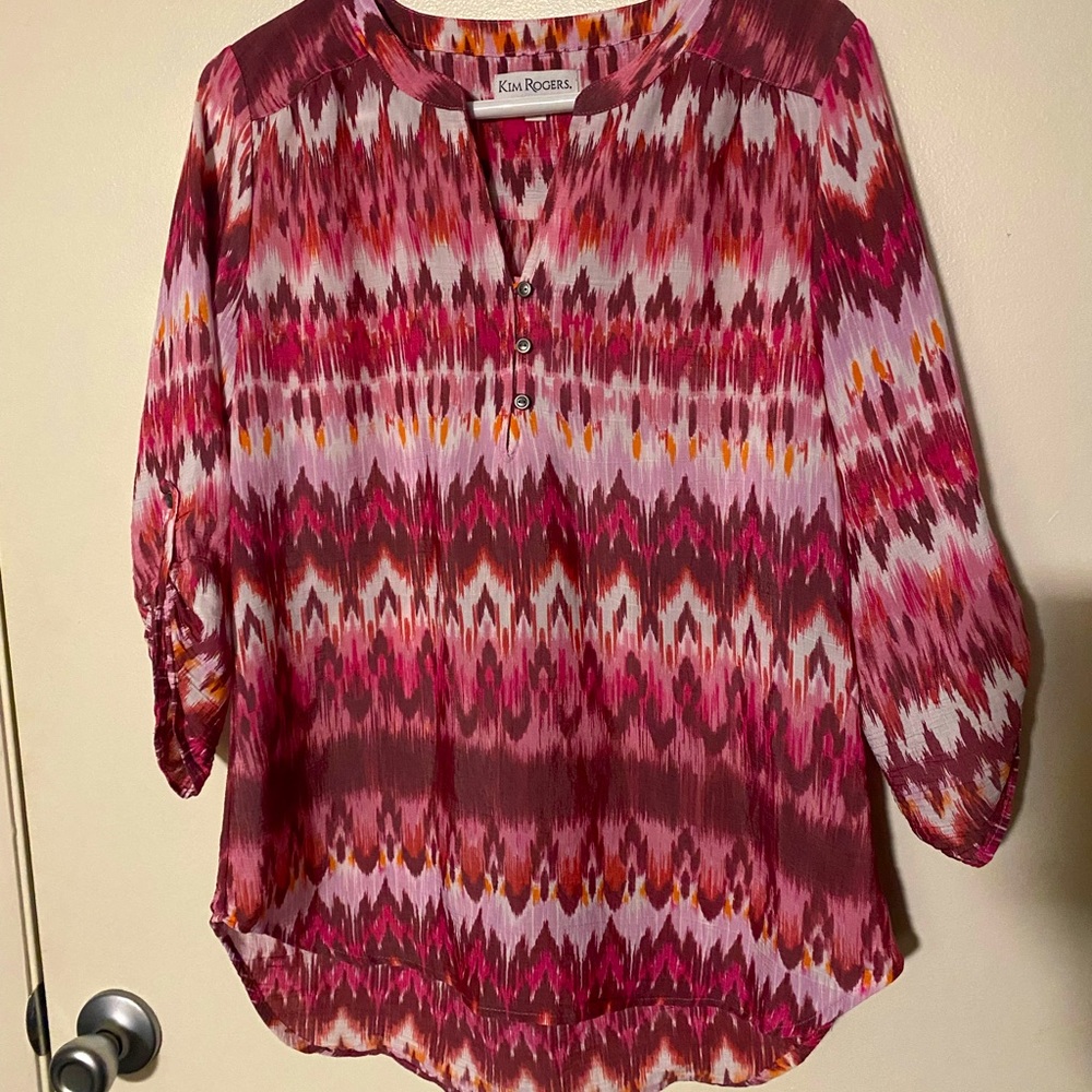 Women’s Kim Rogers Tie Dye Aztec Print Blouse